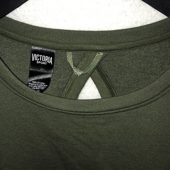 Victoria’s Secret Sport pullover sweatshirt olive green sexy open back XS loose - Picture 5 of 7